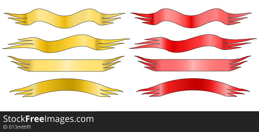 Set of red and gold banners