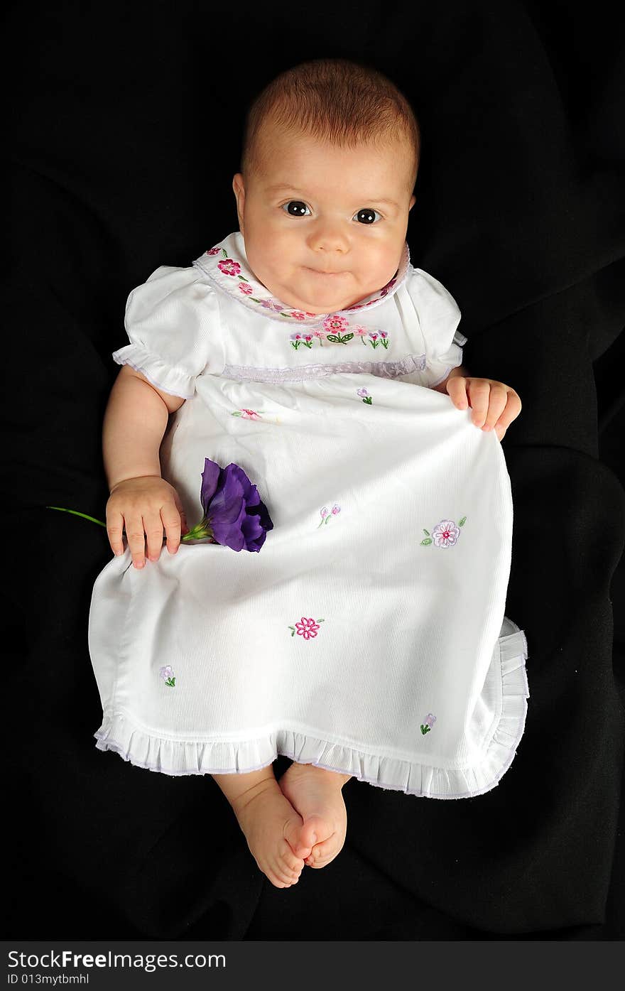 A little cute baby portrait with flower. A little cute baby portrait with flower