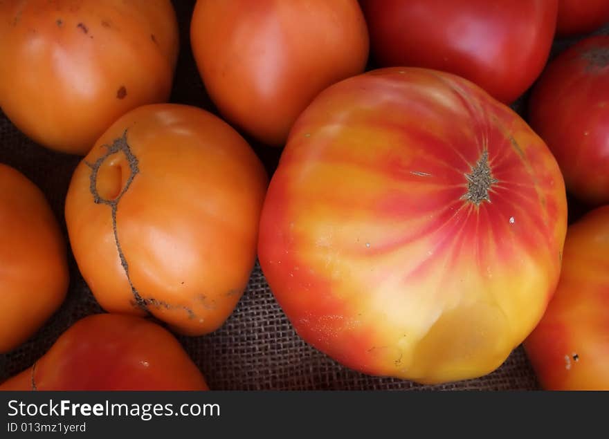 Colorful Organic Heirloom Tomatoes at Farmers Market