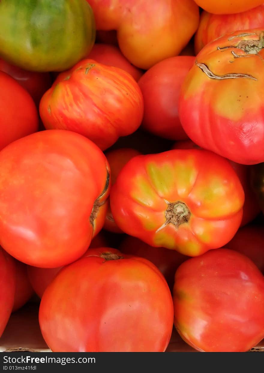 Colorful Organic Heirloom Tomatoes at Farmers Market