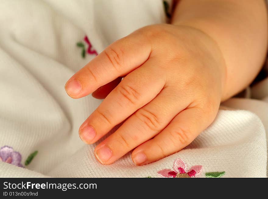 A view with a newborn little hand