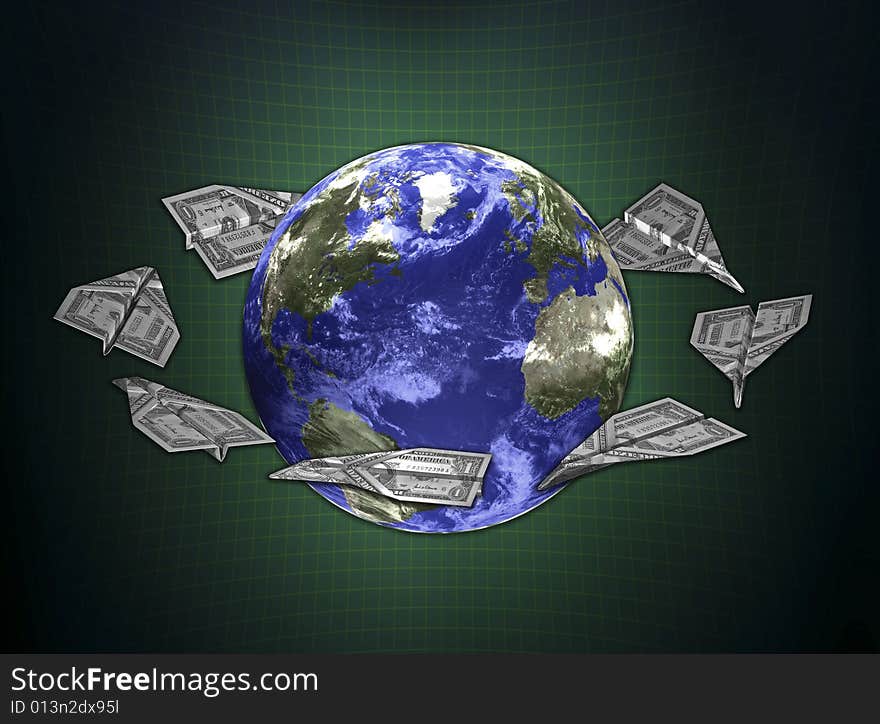 3d concept illustrations money and earth. 3d concept illustrations money and earth