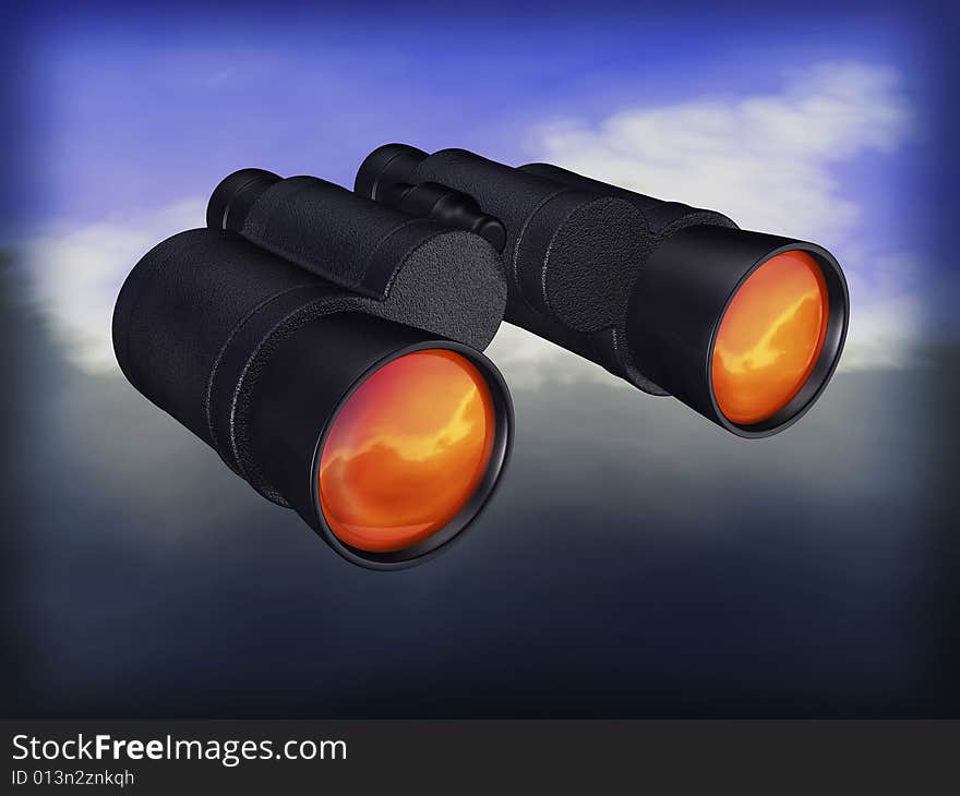 3d concept illustrations of binocular. 3d concept illustrations of binocular