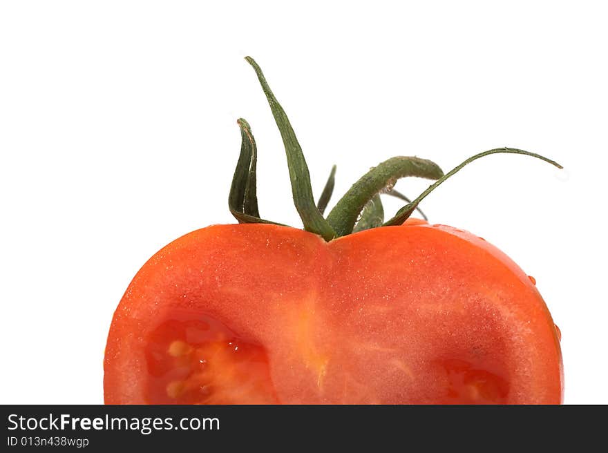 Red tomato on a white background