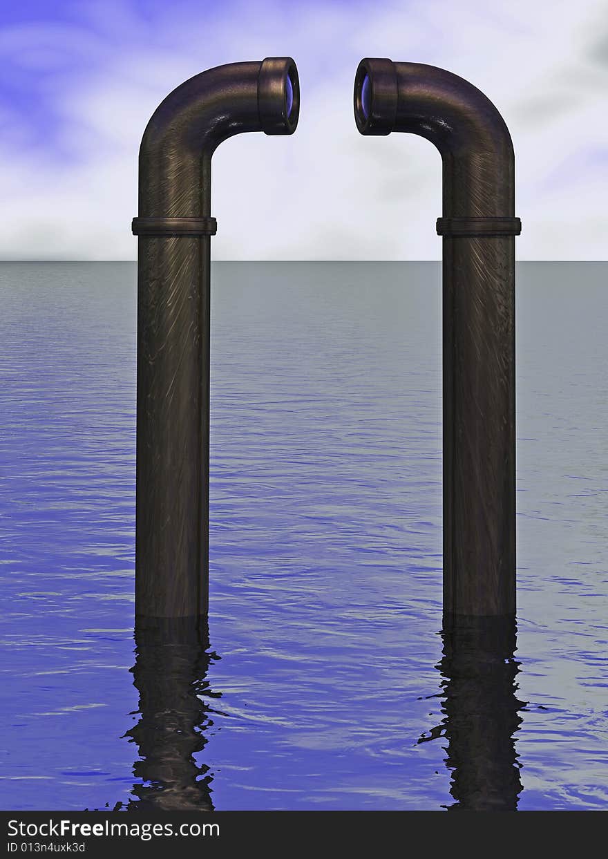 3d concept illustrations of submarine periscope. 3d concept illustrations of submarine periscope