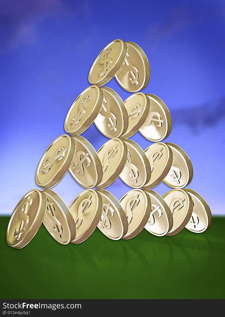 3d concept illustrations of coins. 3d concept illustrations of coins