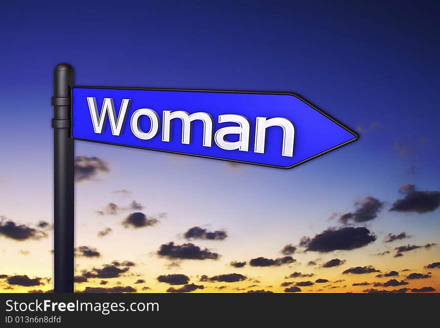 Picture of the sign where is the woman. Picture of the sign where is the woman