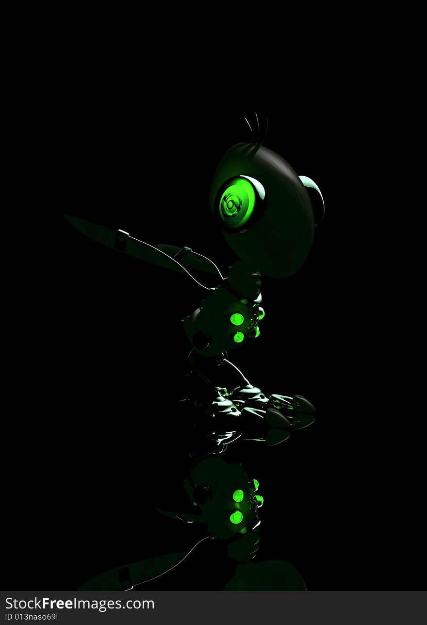 Robot bird in dark