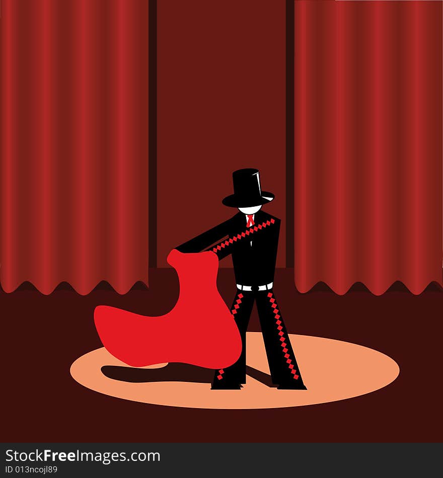 Vector illustration of illusionist in the scene