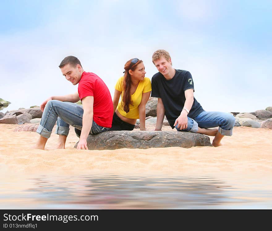 Group of friends on the beach. Group of friends on the beach