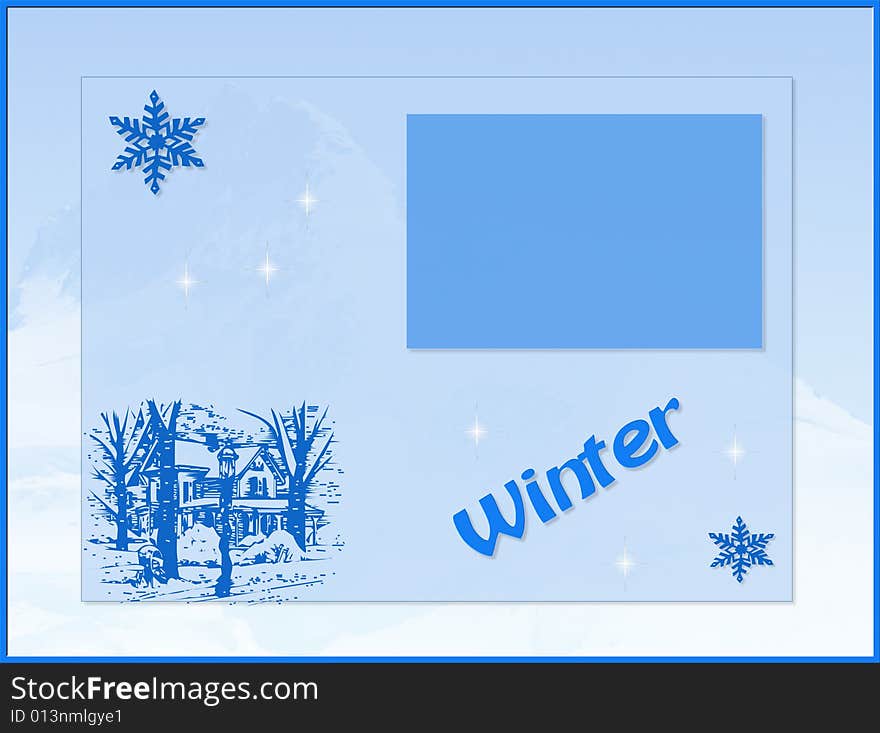 Blue Winter  card with ice. Blue Winter  card with ice