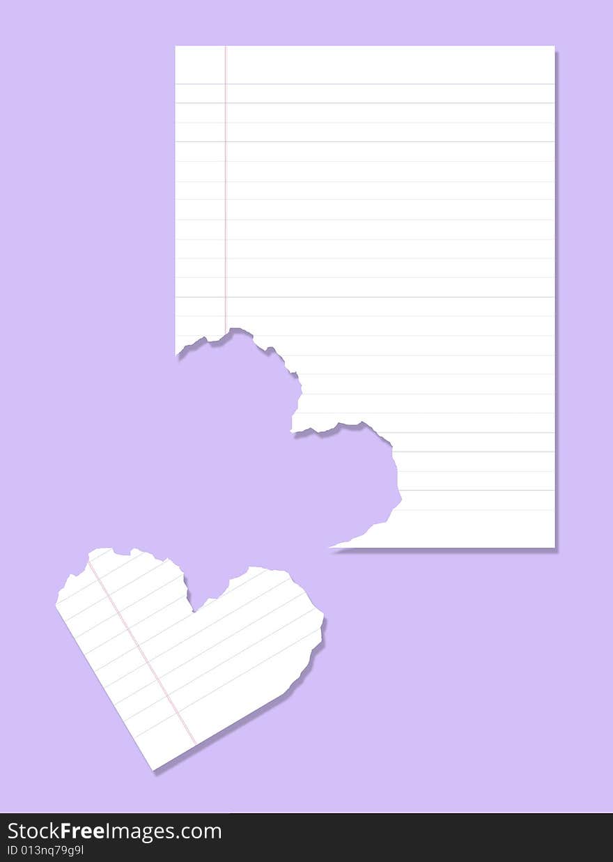 The paper heart made from lined exercise-book. The paper heart made from lined exercise-book