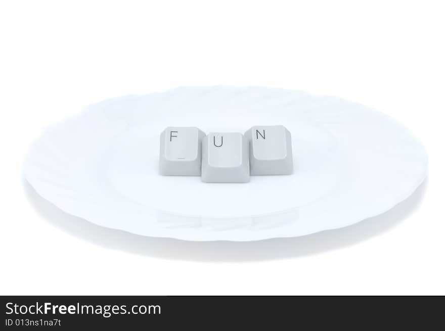 Have fun: computer buttons on plate