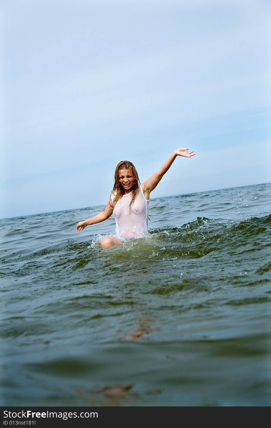 Beautiful girl swimming