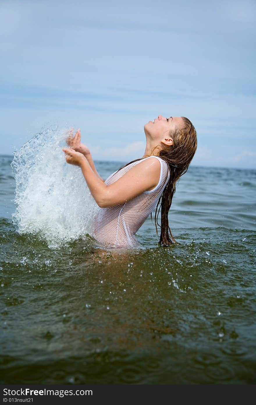 Beautiful girl swimming