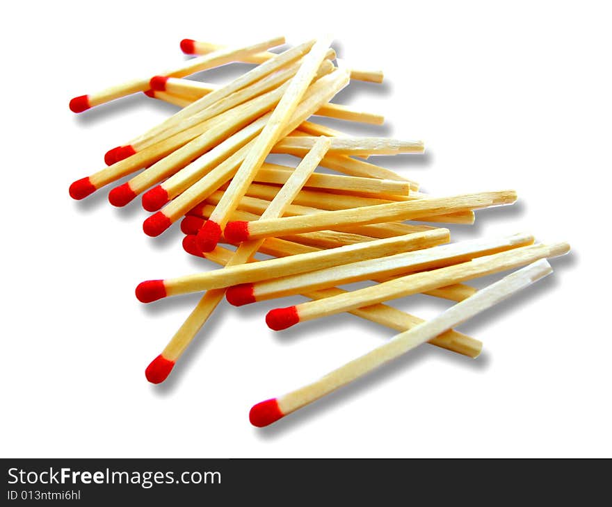 Some wooden matches on a white background. Some wooden matches on a white background