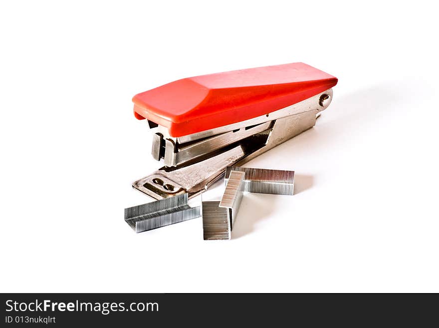 Red Stapler isolated on white background