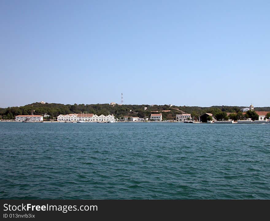 View of the harbor in Mahon in Menorca Island (Baleares) with typical english building from colonial age. Ideal place for a relaxing holiday. View of the harbor in Mahon in Menorca Island (Baleares) with typical english building from colonial age. Ideal place for a relaxing holiday