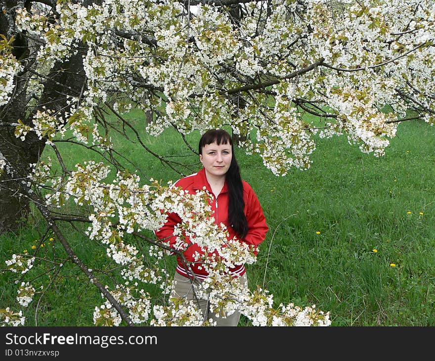 The person. Spring. The nature. To meet spring and flowering