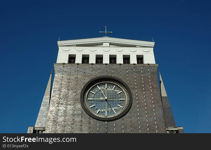 Church with clock in Prague