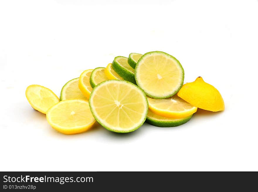 Shot of three citrus fruits isolated on white