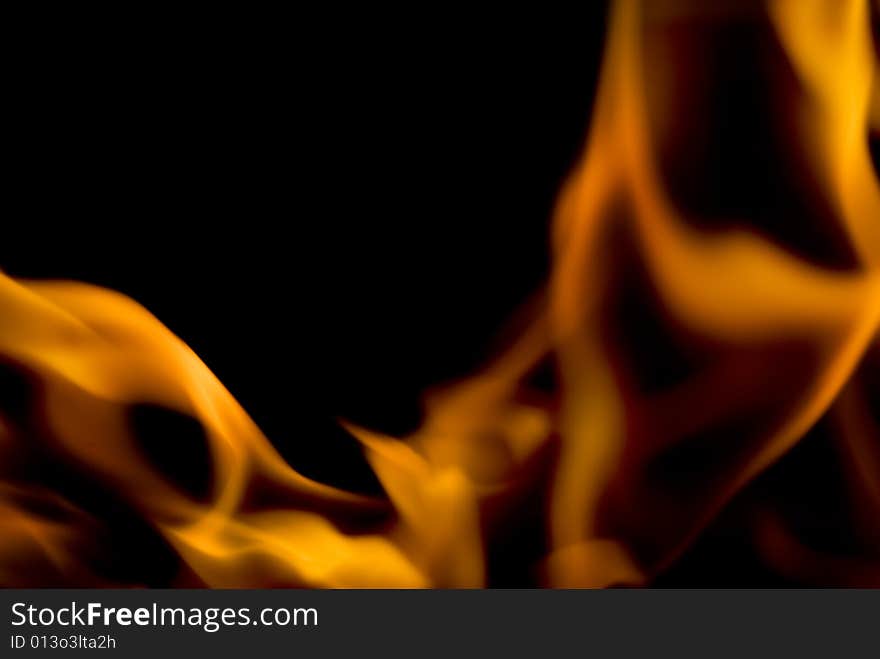 Fire flames isolated on black background