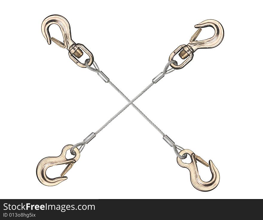 Hooks and rope on a white background. Hooks and rope on a white background