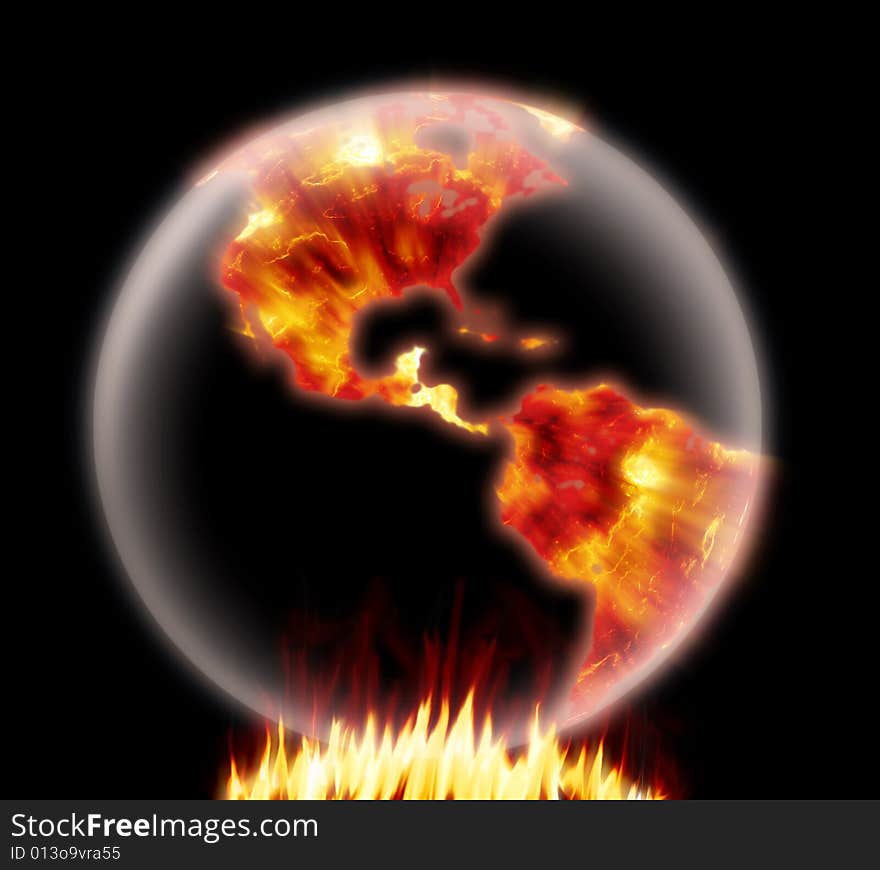 Global Warming Globe on fire.