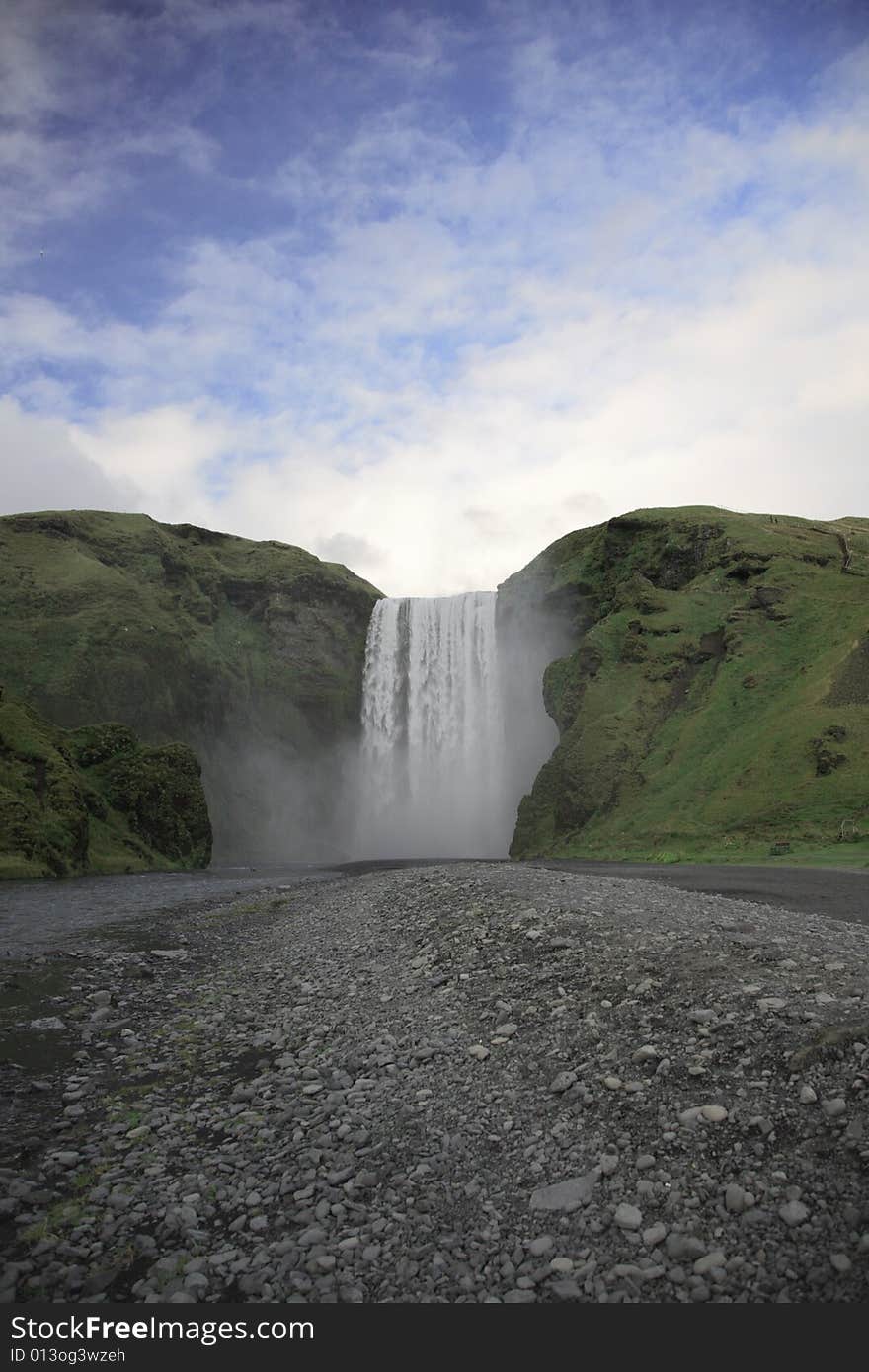 The powerful Skogafoss waterfall Southern Iceland