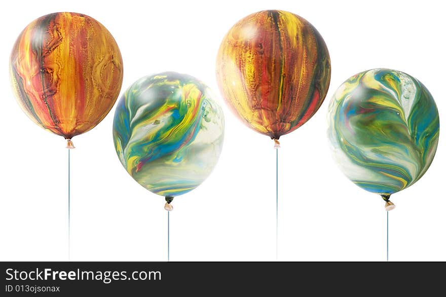 Colored balloons on a white background