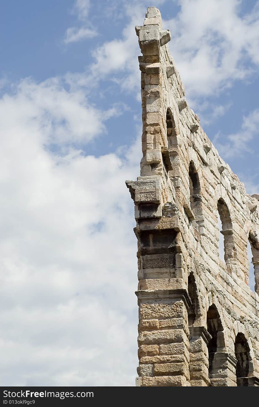 A picture of a part of the coliseum in verona