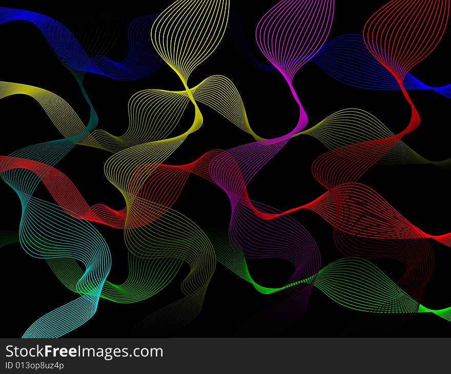 Colored lines on black background