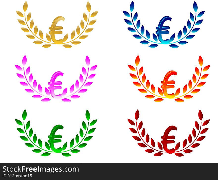 3d Euro symbol on white background