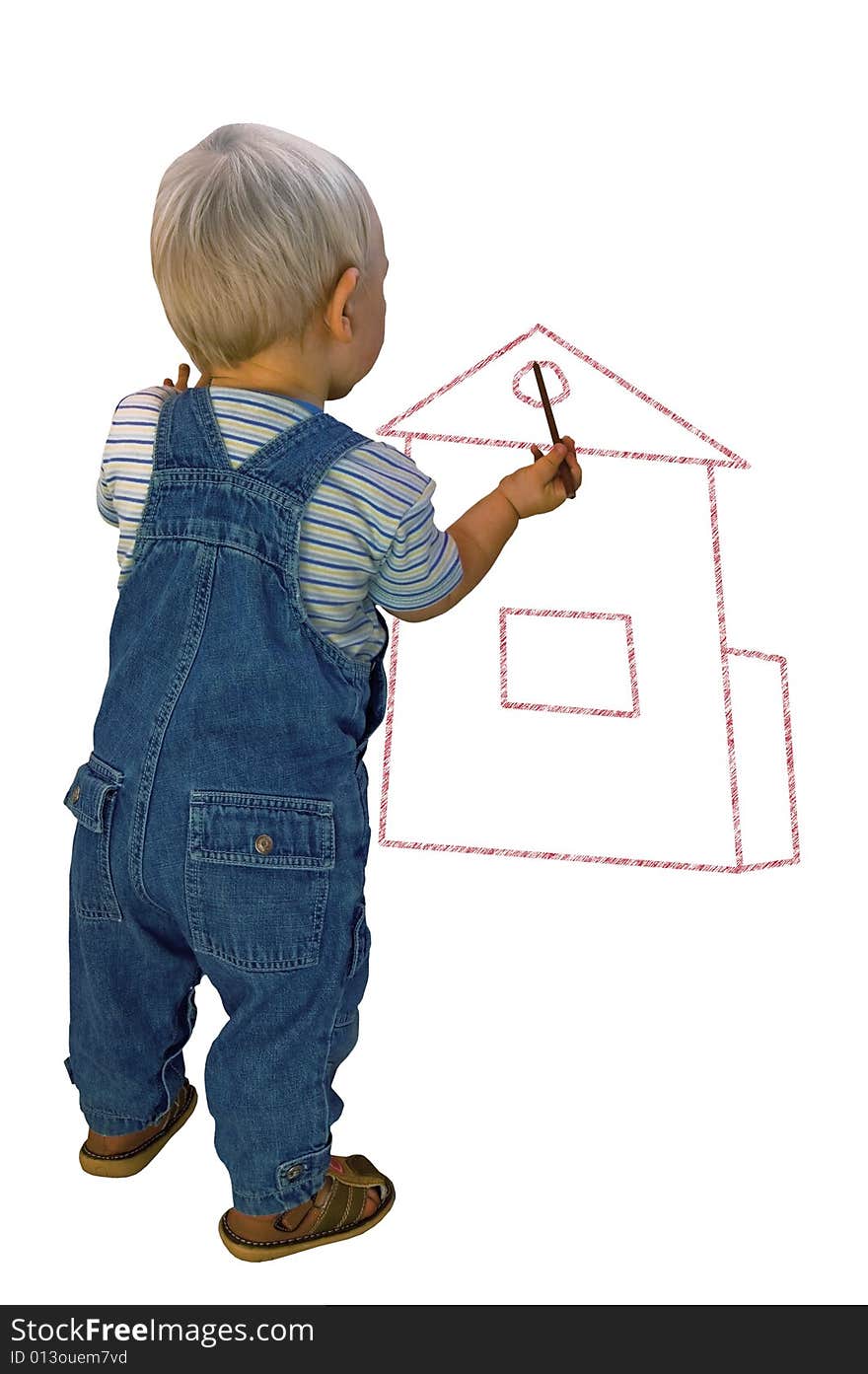 Boy draws the house