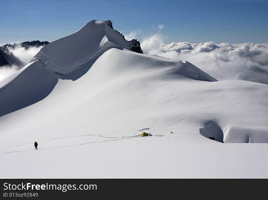 Ascending to the summit of mt.Belukha, Altai, Russia. Ascending to the summit of mt.Belukha, Altai, Russia