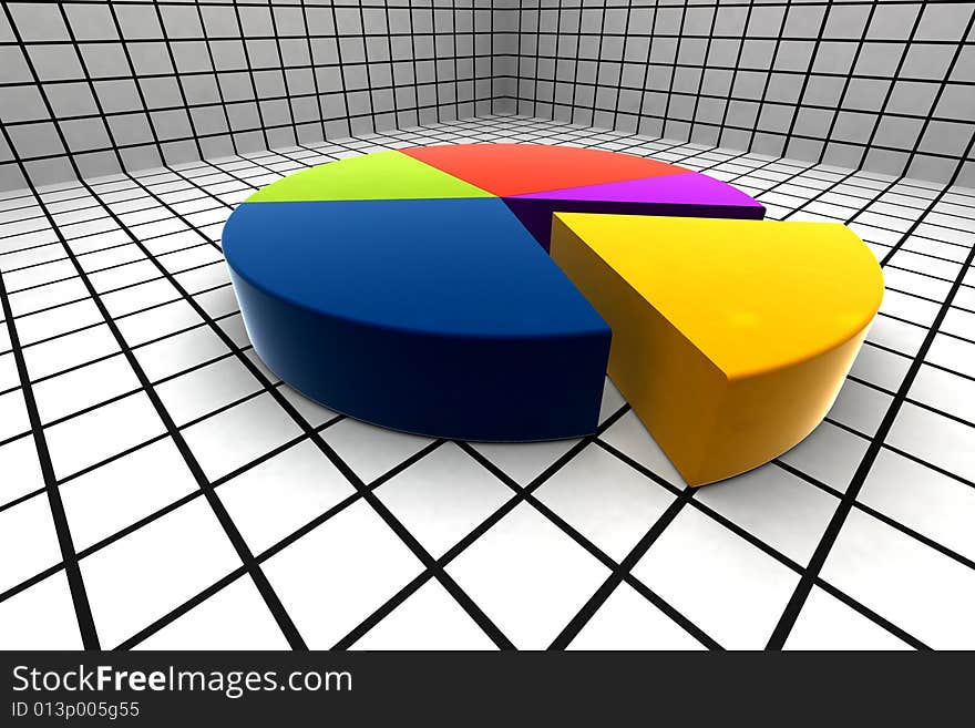 3d diagram with grid background. 3d diagram with grid background