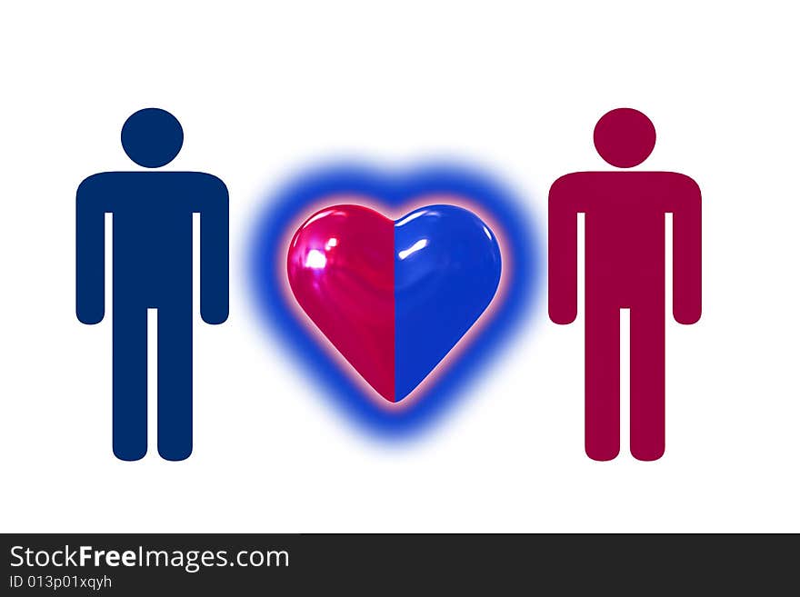 Couple with heart symbol - isolated illustration