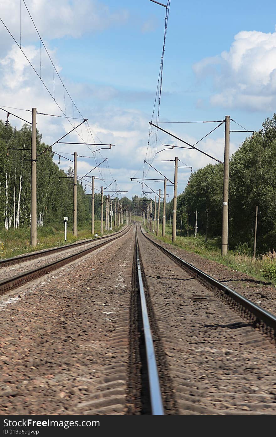 Railway track with blue sky