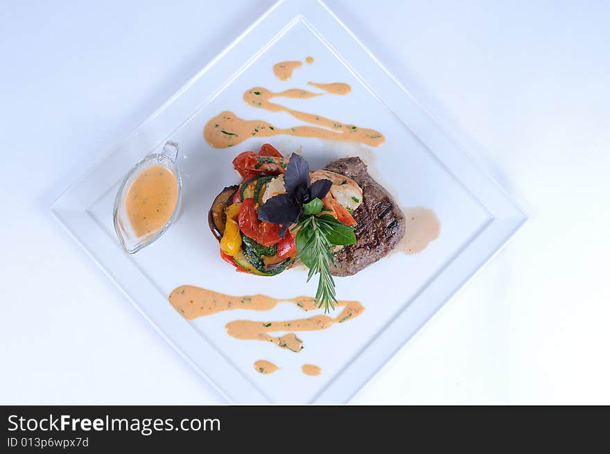 Plate Of Fine Dining Meal - Steak And Shrimps [3]