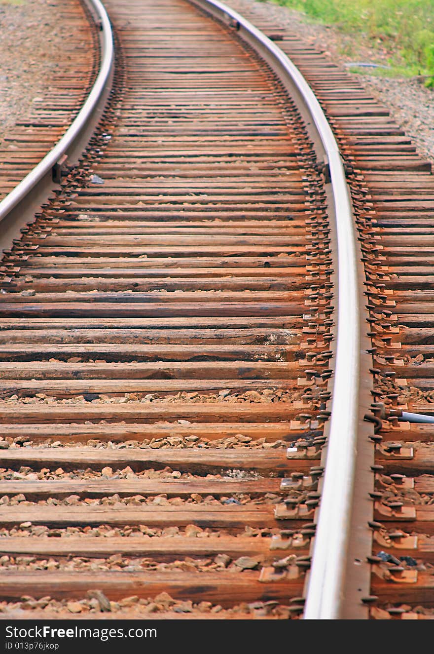 Railway track background in summer