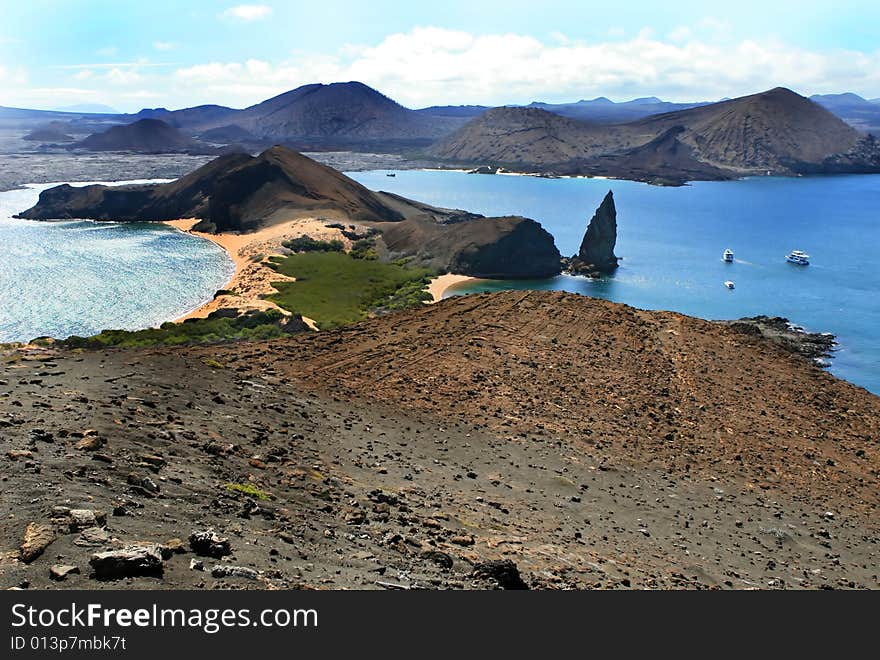 View of Isla Bartolome in the Galapagos Islands