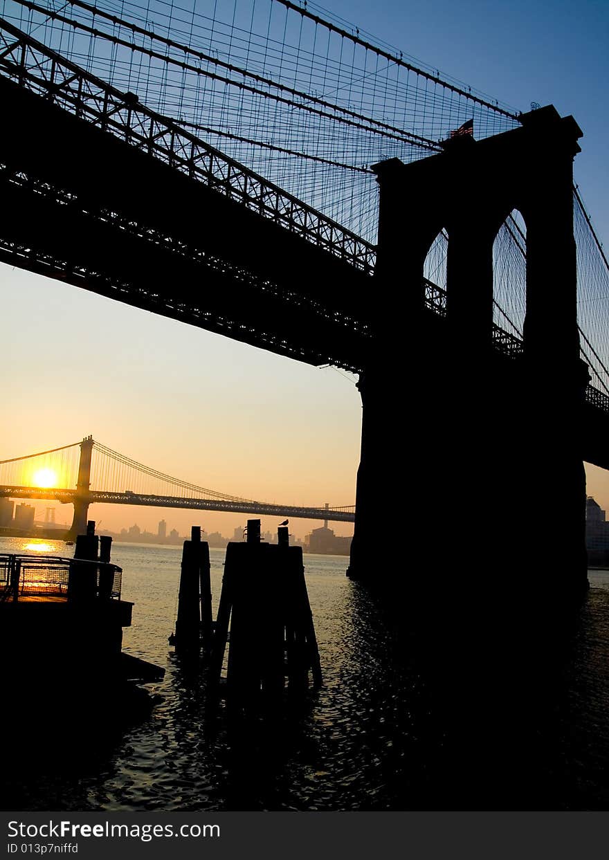 Portrait of the Brooklyn Bridge at Sunrise