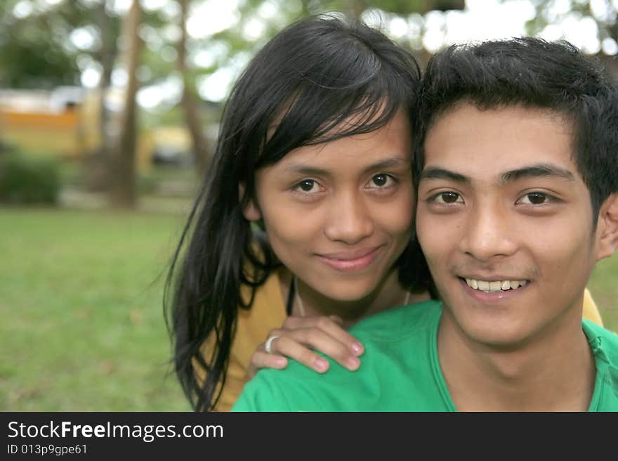 Young happy asian couple