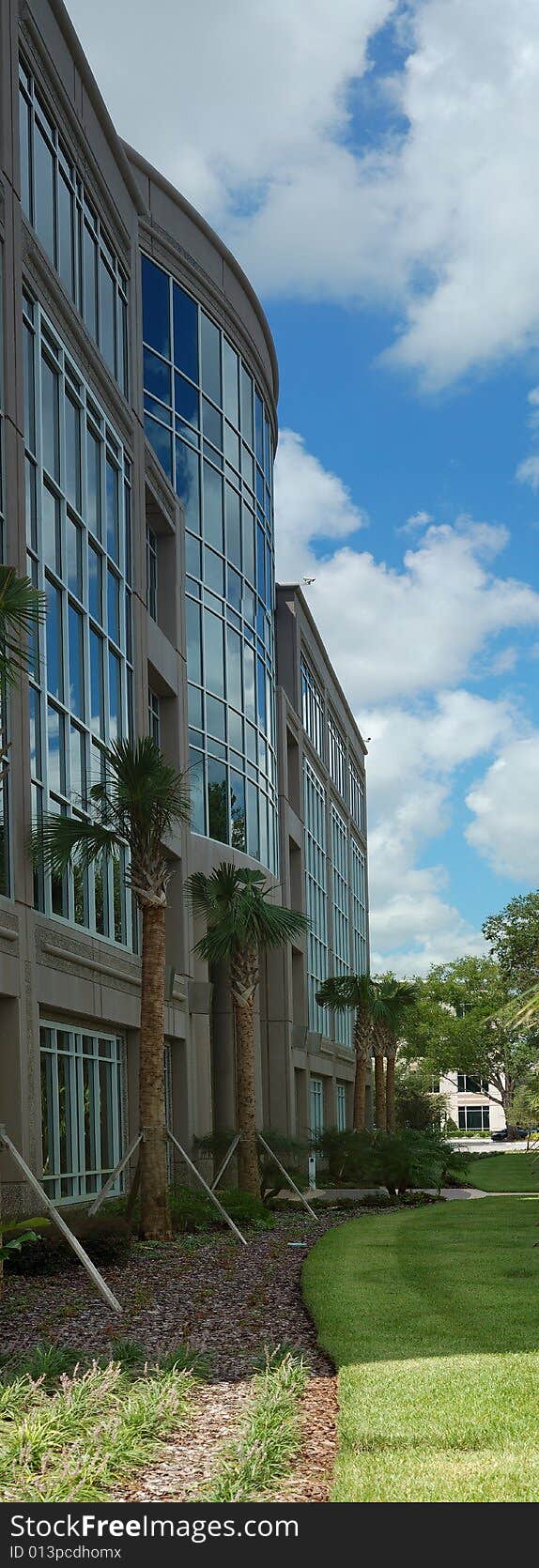 Office building with fountain and retention pond. Office building with fountain and retention pond.