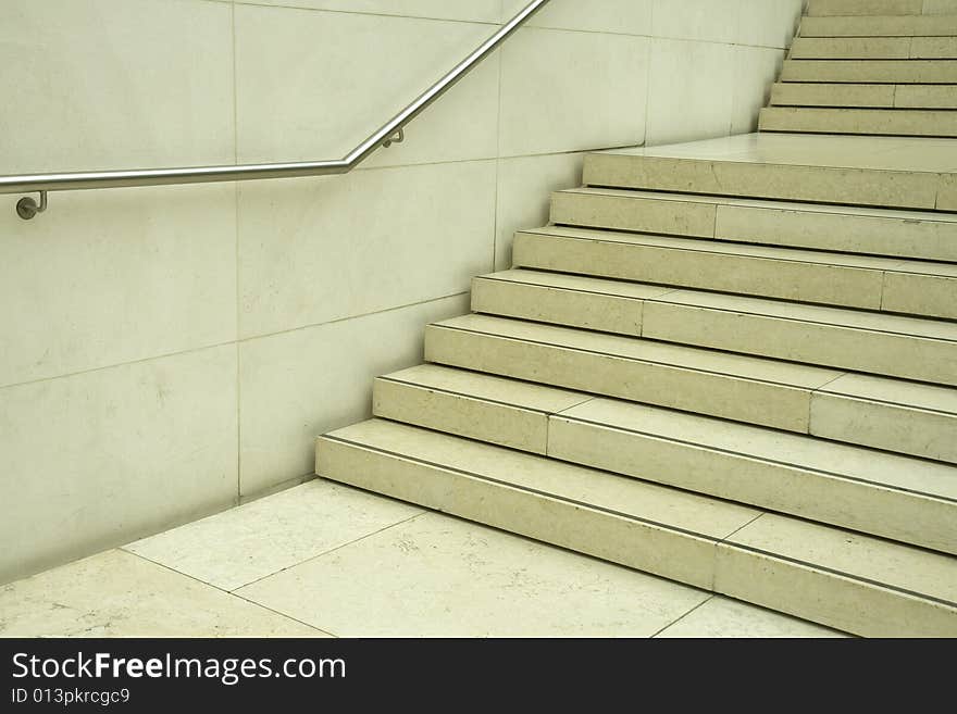 Modern stairs in an English building. Copy space