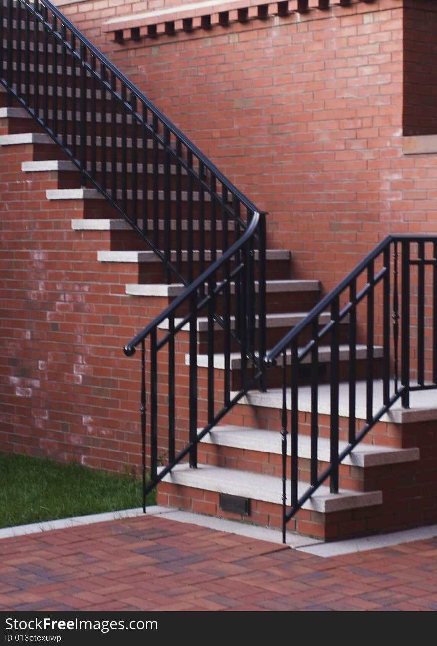 Brick staircase in an outdoor area. Brick staircase in an outdoor area.