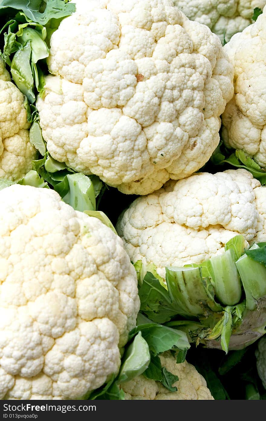 Big white organic natural and clean cauliflowers