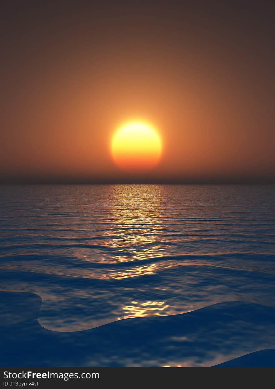 Beautiful sea and sky at sunset - digital artwork. Beautiful sea and sky at sunset - digital artwork