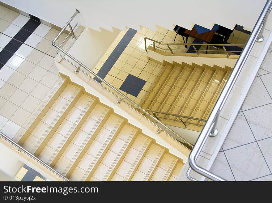 Modern building interior with stairs