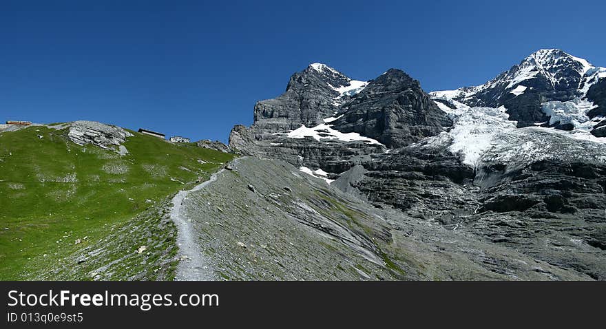 The Eiger is a mountain in the Swiss Alps (Bernese Oberland) with a high of 3970 m. 
The first ascent of the Eiger was made by Swiss guides Christian Almer and Peter Bohren and Irishman Charles Barrington who climbed the west flank on August 11, 1858. The Eiger is a mountain in the Swiss Alps (Bernese Oberland) with a high of 3970 m. 
The first ascent of the Eiger was made by Swiss guides Christian Almer and Peter Bohren and Irishman Charles Barrington who climbed the west flank on August 11, 1858.